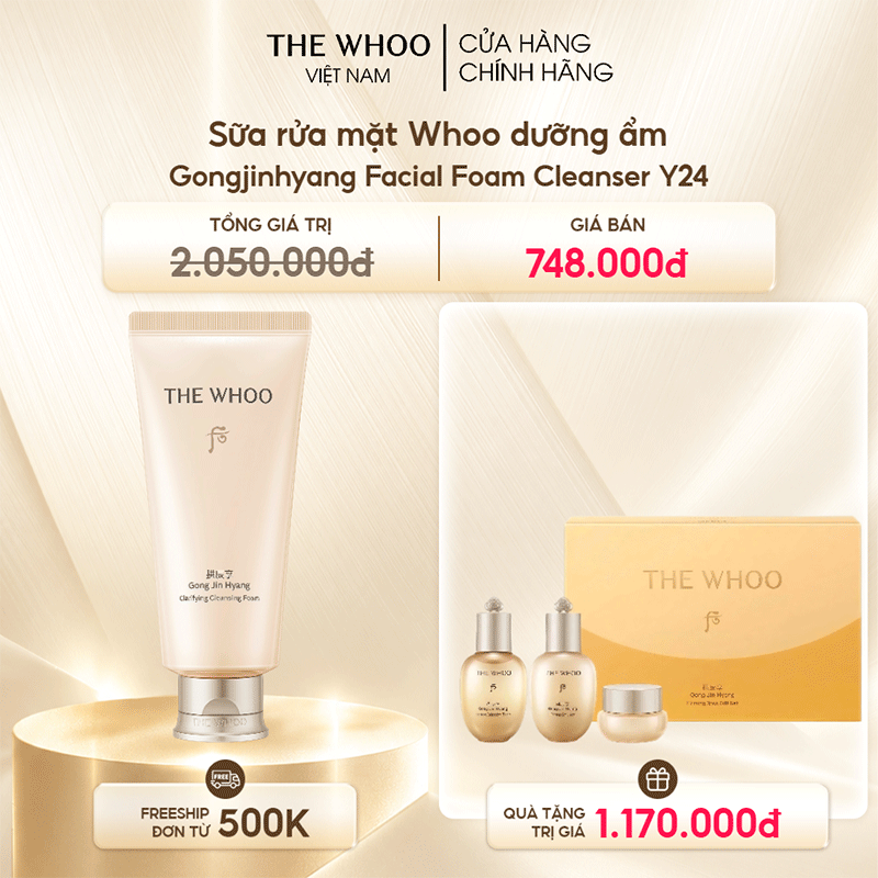 Sữa rửa mặt Whoo dưỡng ẩm Gongjinhyang Facial Foam Cleanser