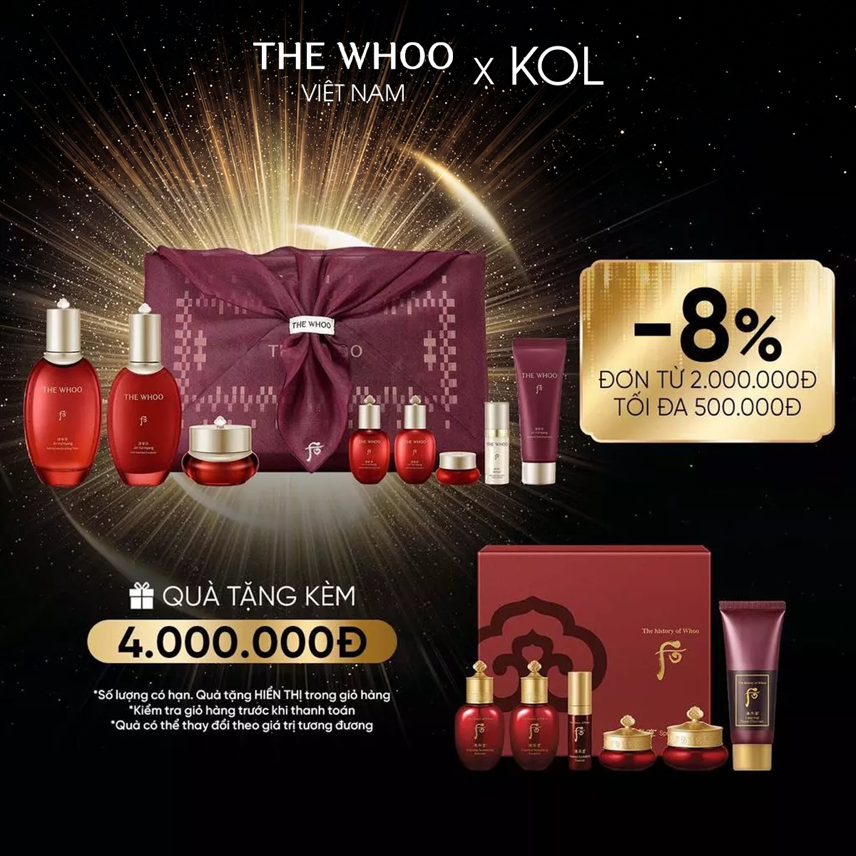 [KOL x The Whoo] Bộ dưỡng da chống lão hóa Whoo Jinyulhyang Special 3pcs Set