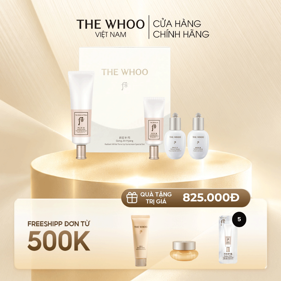 Bộ Kem chống nắng Whoo nâng tông Gongjinhyang Seol Radiant White Tone Up Sunscreen