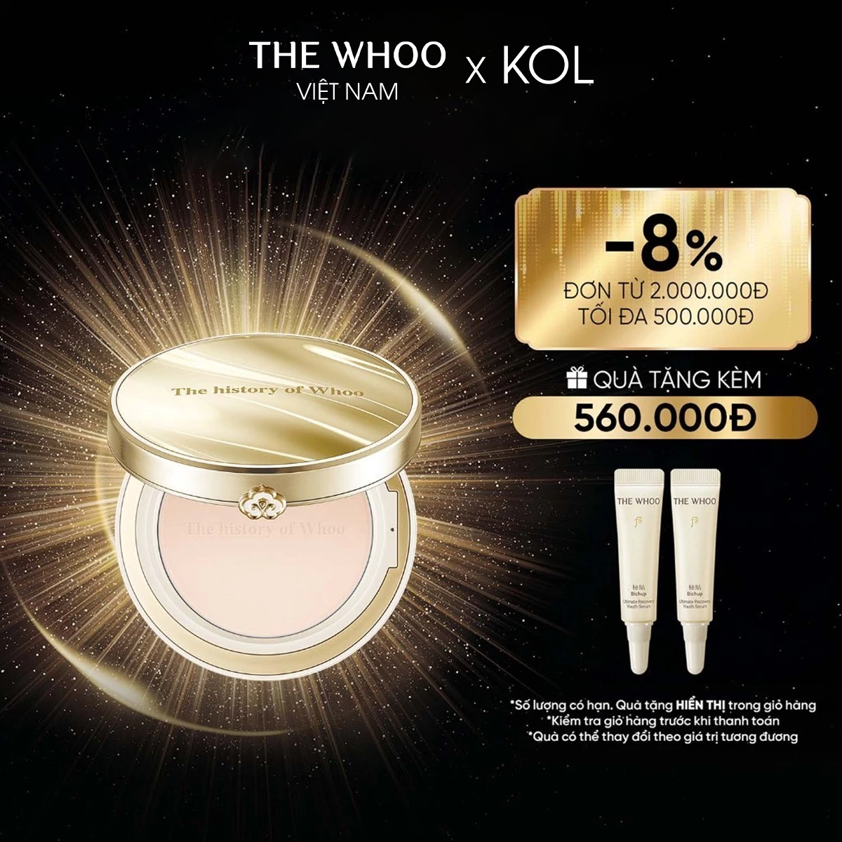 [KOL x The Whoo] Phấn Phủ Trang Điểm Trẻ Hóa Gongjinhyang Mi Two Way Pact