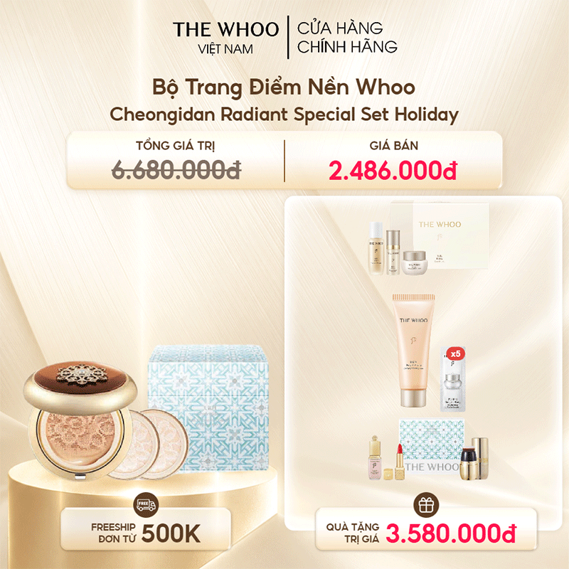 Bộ Trang Điểm Nền Whoo Cheongidan Radiant Special Set Holiday