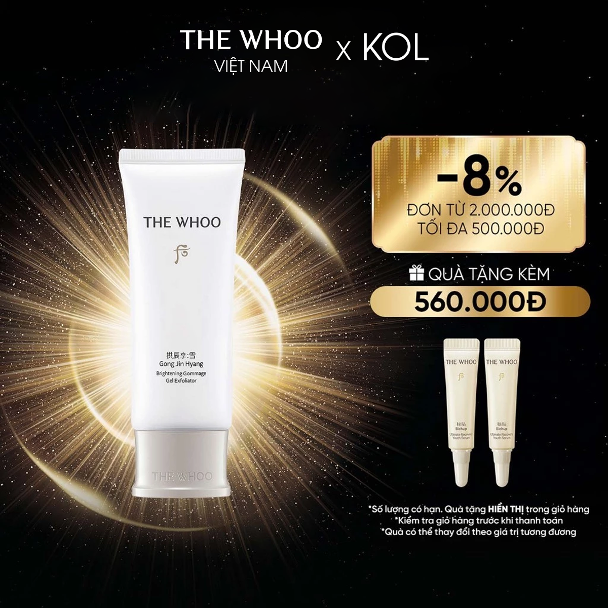 [KOL x The Whoo] Gel Tẩy Tế Bào Chết Dạng Gel Whoo Gongjinhyang Seol Brightening Gommage Gel
