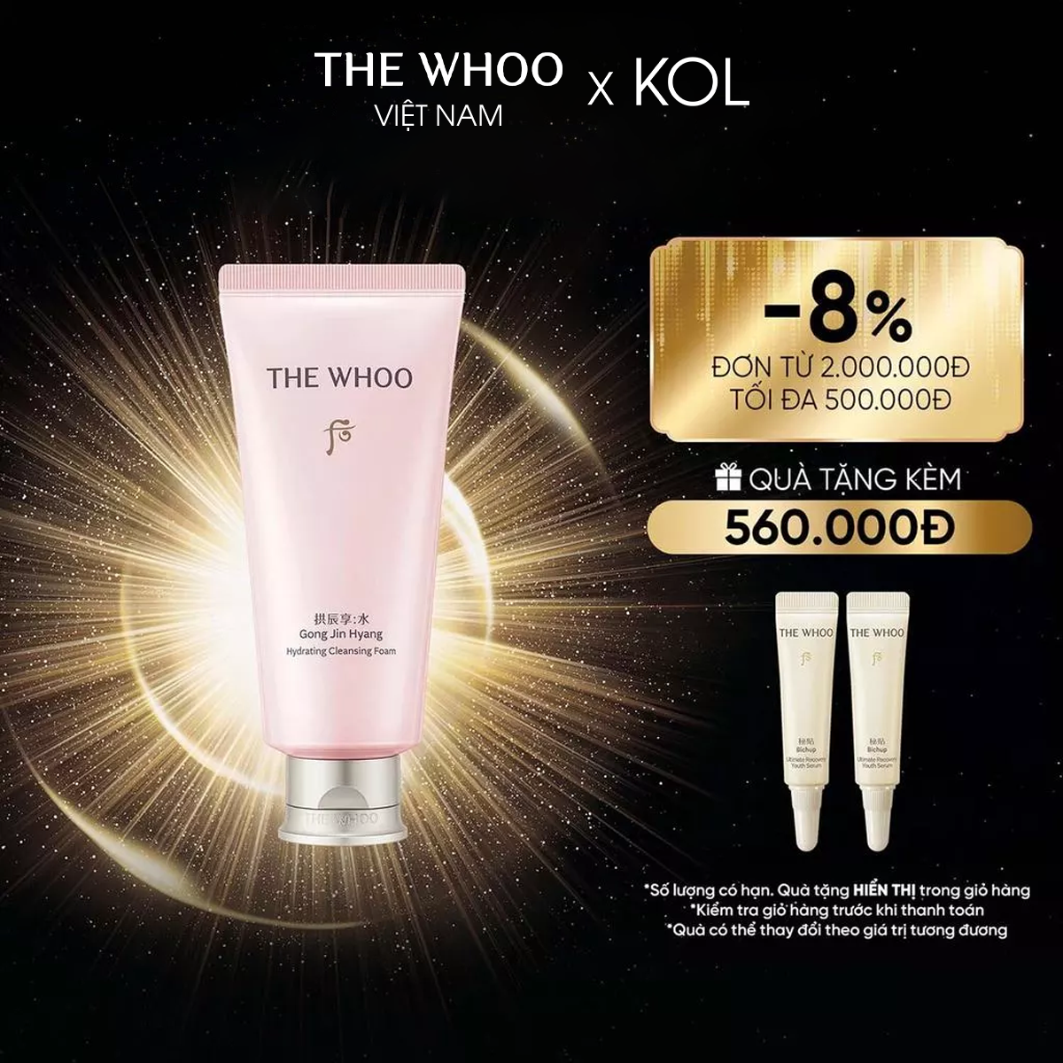 [KOL x The Whoo] Sữa rửa mặt cấp ẩm Gongjinhyang Soo Hydrating Foam Cleanser