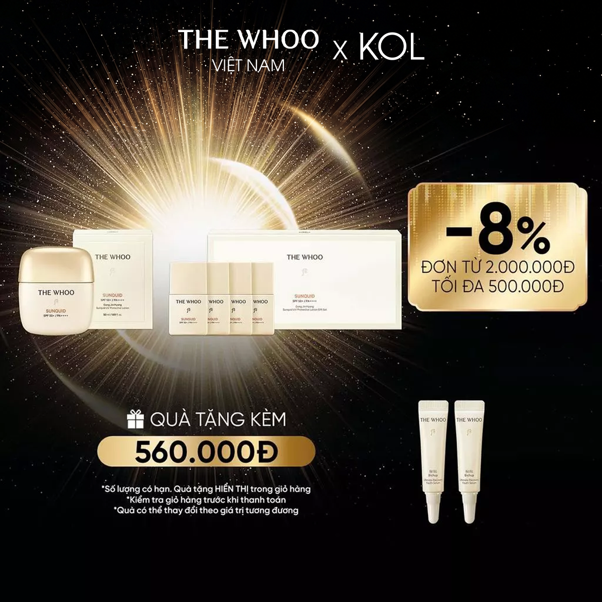 [KOL x The Whoo] Bộ kem chống nắng Whoo Gongjinhyang Sunquid Uv Protective Lotion