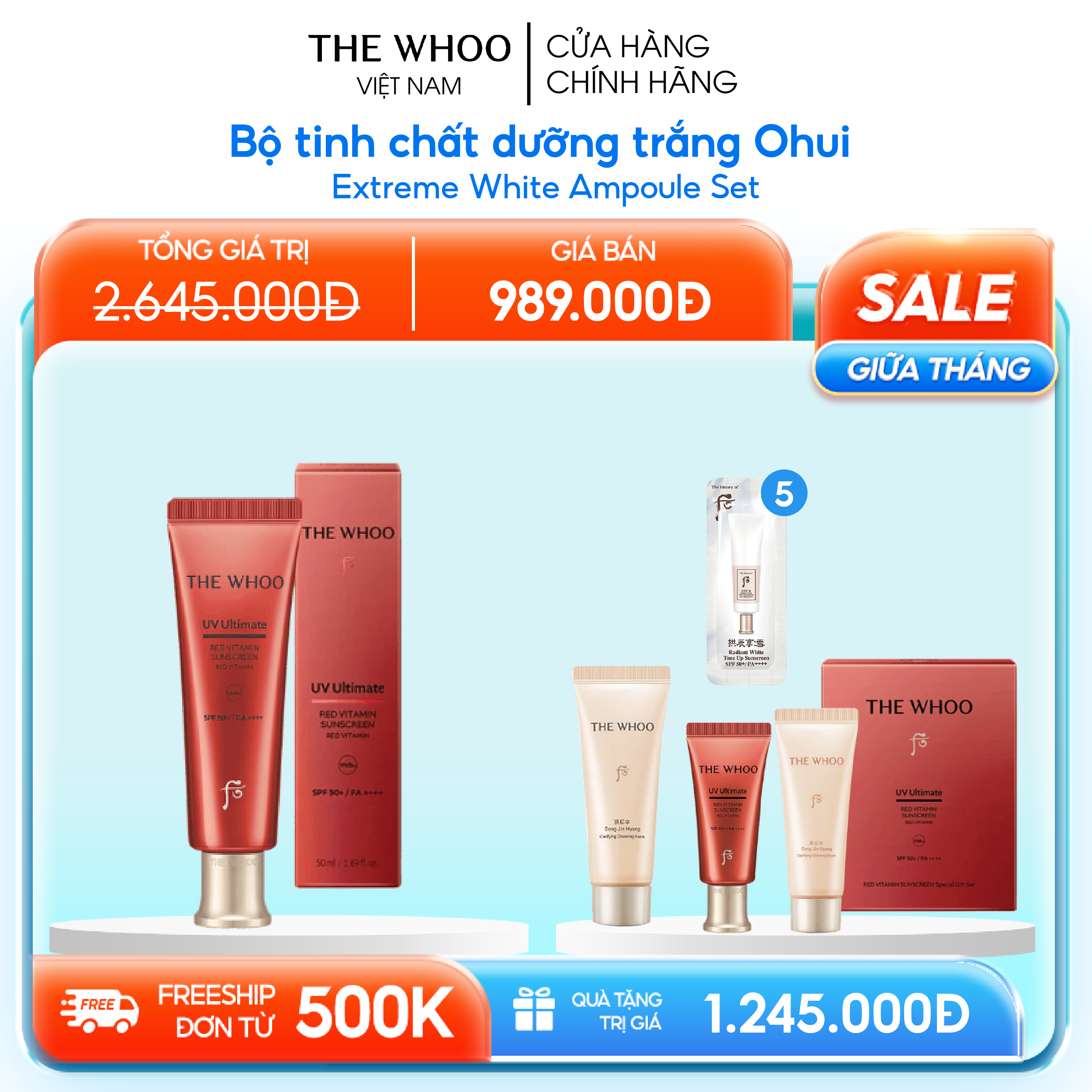 Bộ Kem Chống Nắng Whoo Đỏ UV Ultimate Red Vitamin Sunscreen SE