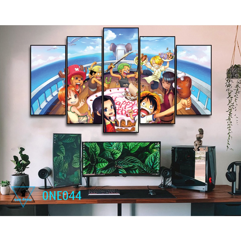 Bộ 5 tranh canvas zoro,luffy,one piece có khung size lớn treo tường