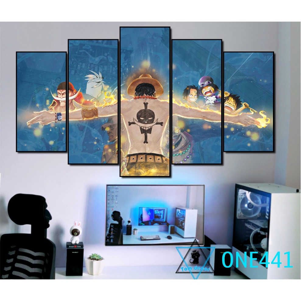 Bộ 5 tranh canvas zoro,luffy,one piece có khung size lớn treo tường