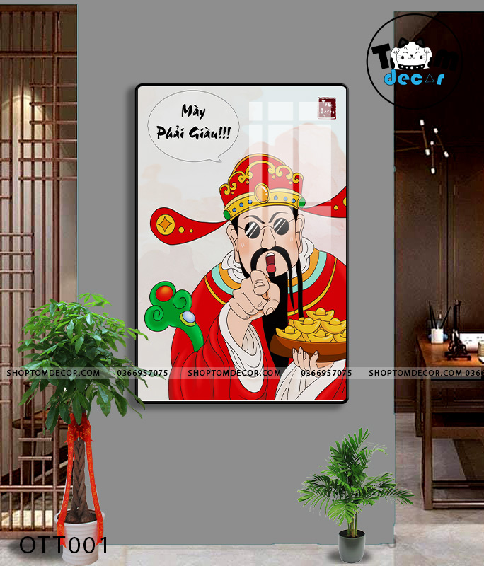 Tranh Ông Thần Tài Vô Tri - Mày Phải Giàu - Tráng Gương