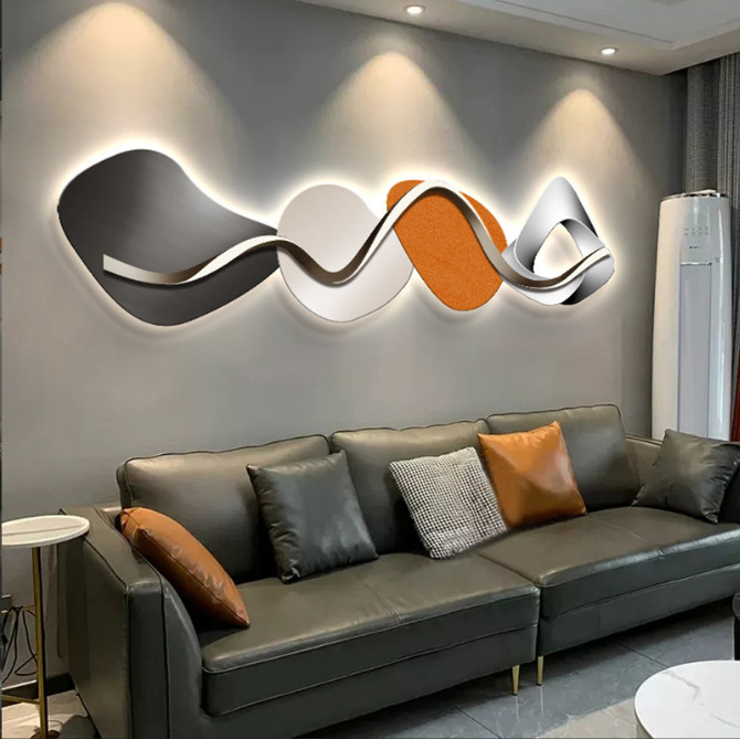 Tranh Led 3D Trừu Tượng Tráng Gương Hiện Đại Có Remot Điều Khiển