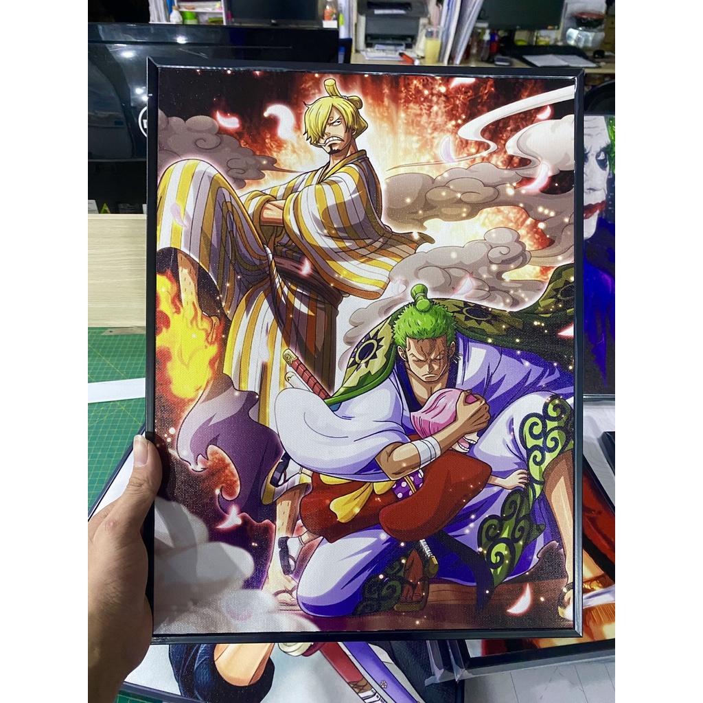 Bộ 3 tranh canvas onepiece có khung treo tường siêu đẹp siêu ngầu - tranh luffy-zoro-law- tranh onepiece