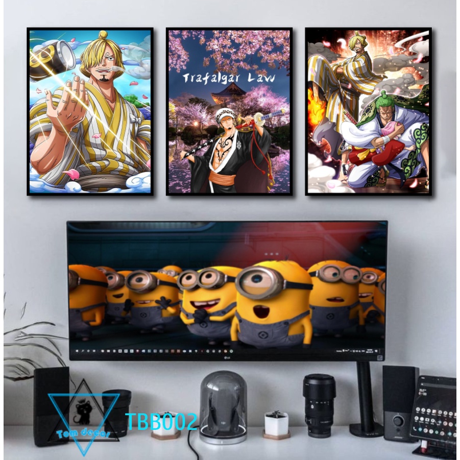 Bộ 3 tranh canvas onepiece có khung treo tường siêu đẹp siêu ngầu - tranh luffy-zoro-law- tranh onepiece