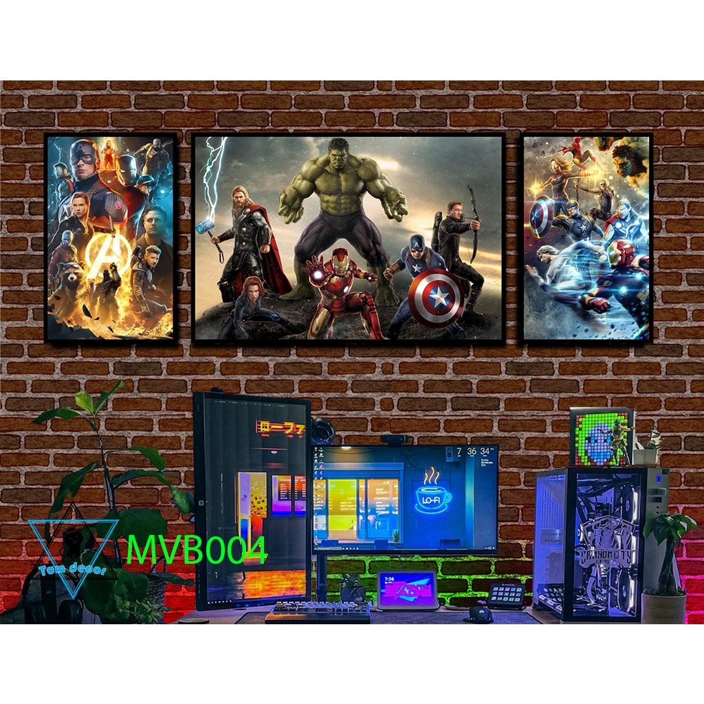 Bộ 3 tranh marvel nhựa formex dán tường dày 5mm siêu đẹp - tranh dán tường