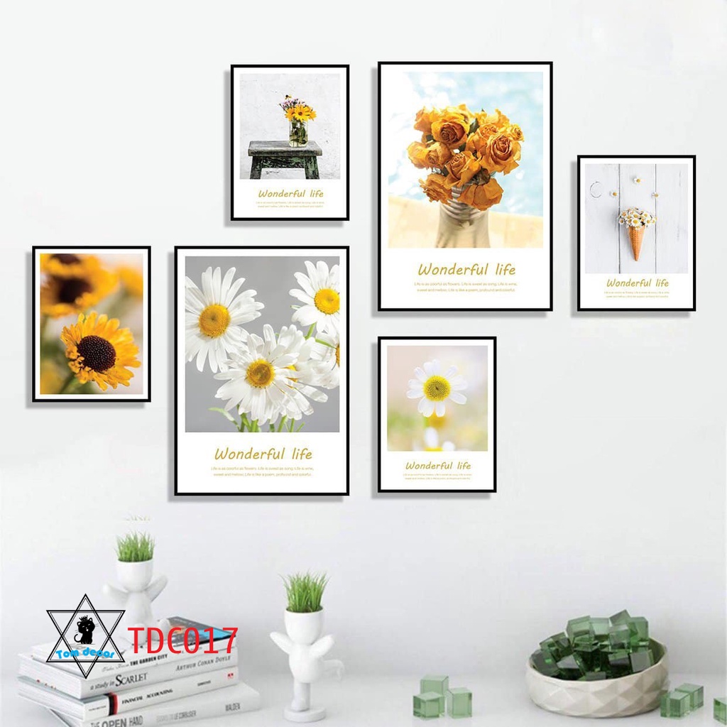 Combo 1 bộ 6 tranh decor canvas khung composite treo tường kích thước lớn