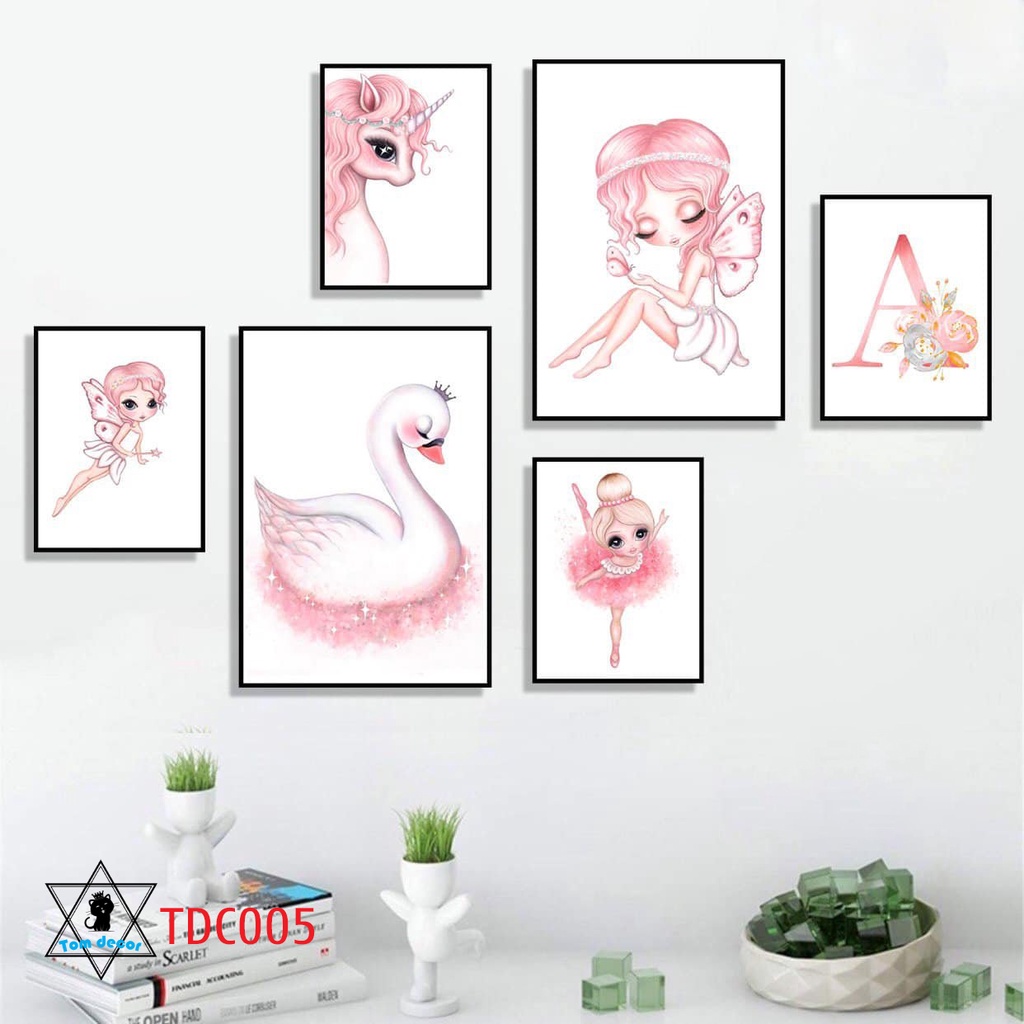 Combo 1 bộ 6 tranh decor canvas khung composite treo tường kích thước lớn