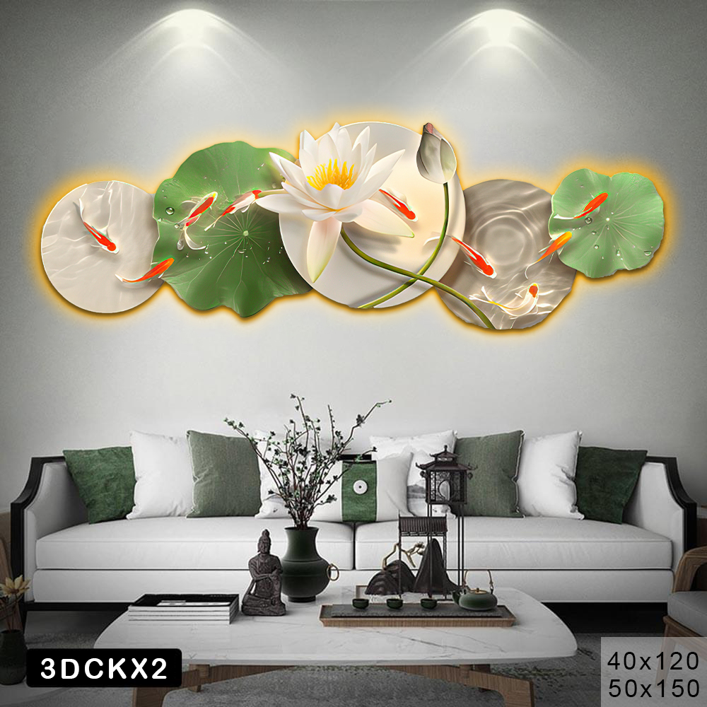 Tranh Led 3D Tráng Gương Liên Ngư Hội Tụ Có Remot Điều Khiển Từ Xa