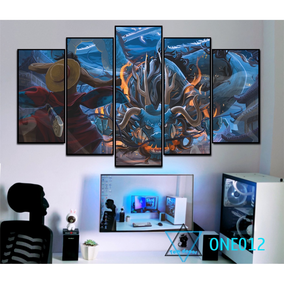 Bộ 5 tranh nhựa dán tường formex dày 5mm dài 130x80cm dán tường one piece -ZORO-LUFFY- KAIDO-LAW