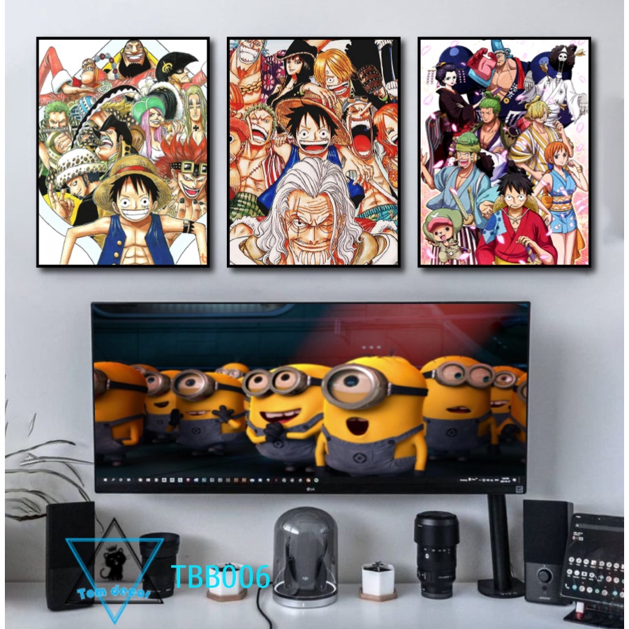 Bộ 3 tranh canvas onepiece có khung treo tường siêu đẹp siêu ngầu - tranh luffy-zoro-law- tranh onepiece