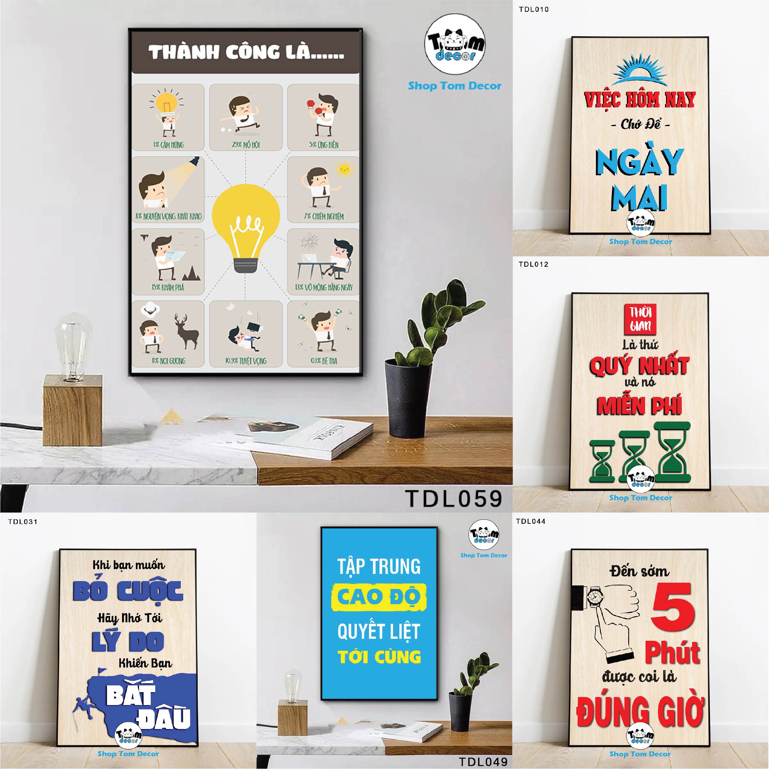 Tranh Động Lực 30x40,40x60cm Tranh Nhựa Formex Có Khung Composite Treo Tường Tranh Slogan Động Lực