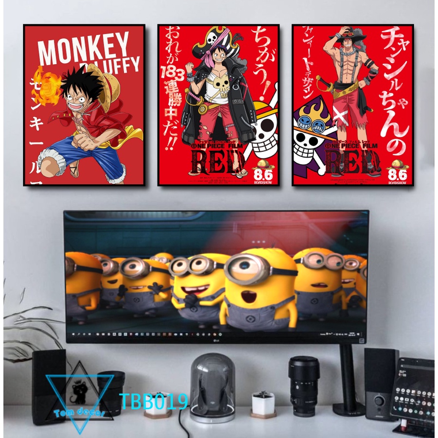 Bộ 3 tranh canvas onepiece có khung treo tường siêu đẹp siêu ngầu - tranh luffy-zoro-law- tranh onepiece