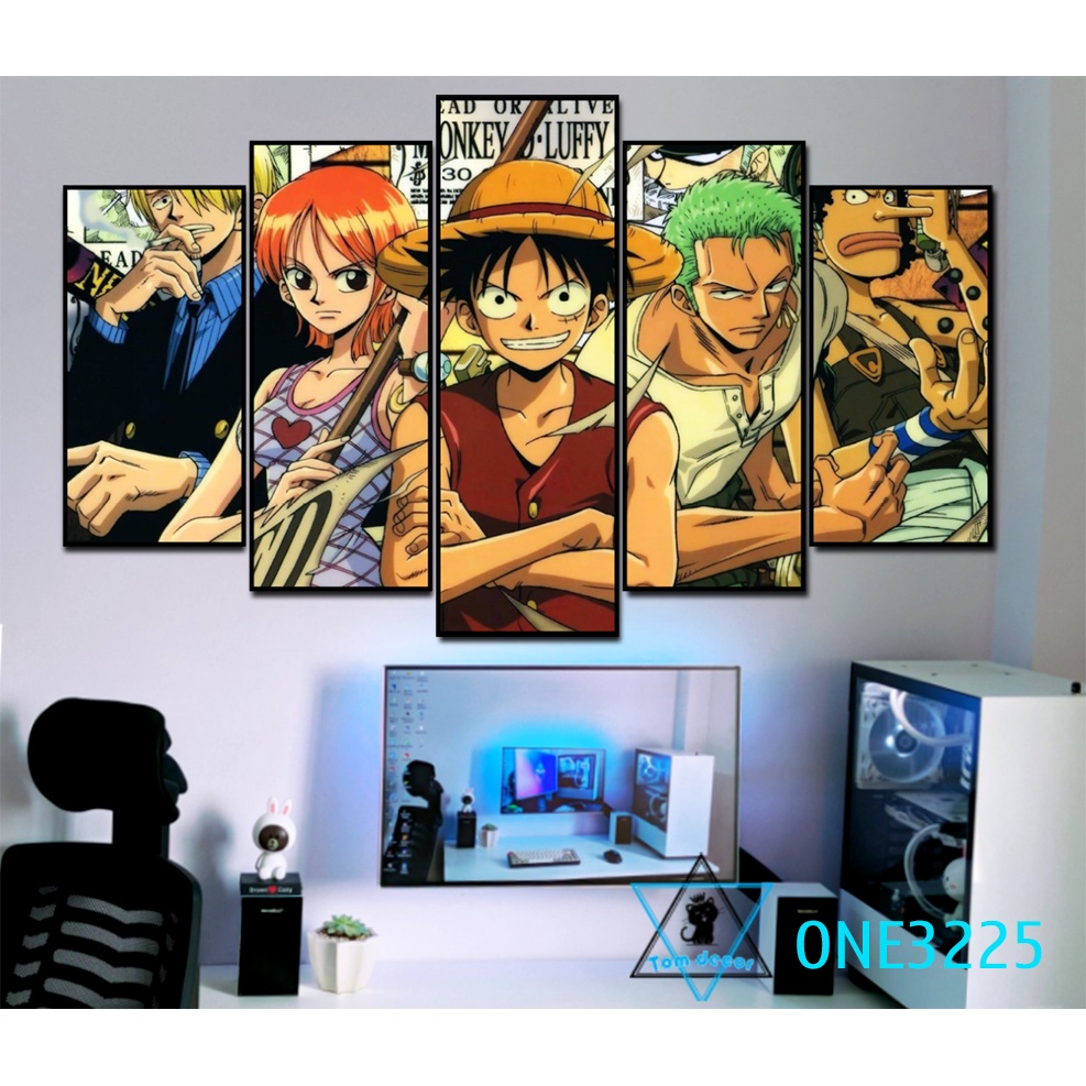 Bộ 5 tranh canvas zoro,luffy,one piece có khung size lớn treo tường