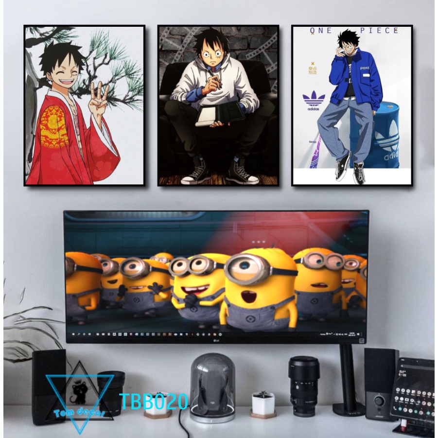 Bộ 3 tranh canvas onepiece có khung treo tường siêu đẹp siêu ngầu - tranh luffy-zoro-law- tranh onepiece