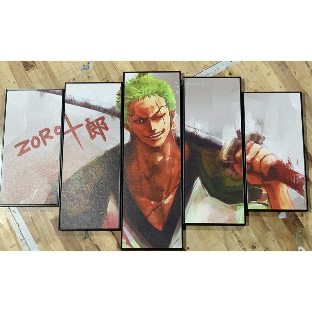 Bộ 5 tranh canvas zoro,luffy,one piece có khung size lớn treo tường