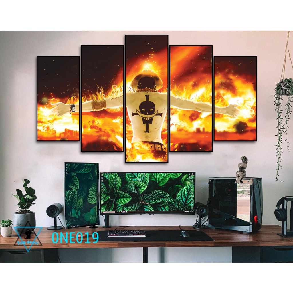 Bộ 5 tranh nhựa dán tường formex dày 5mm dài 130x80cm dán tường one piece -ZORO-LUFFY- KAIDO-LAW