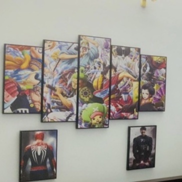 Bộ 5 tranh canvas zoro,luffy,one piece có khung size lớn treo tường