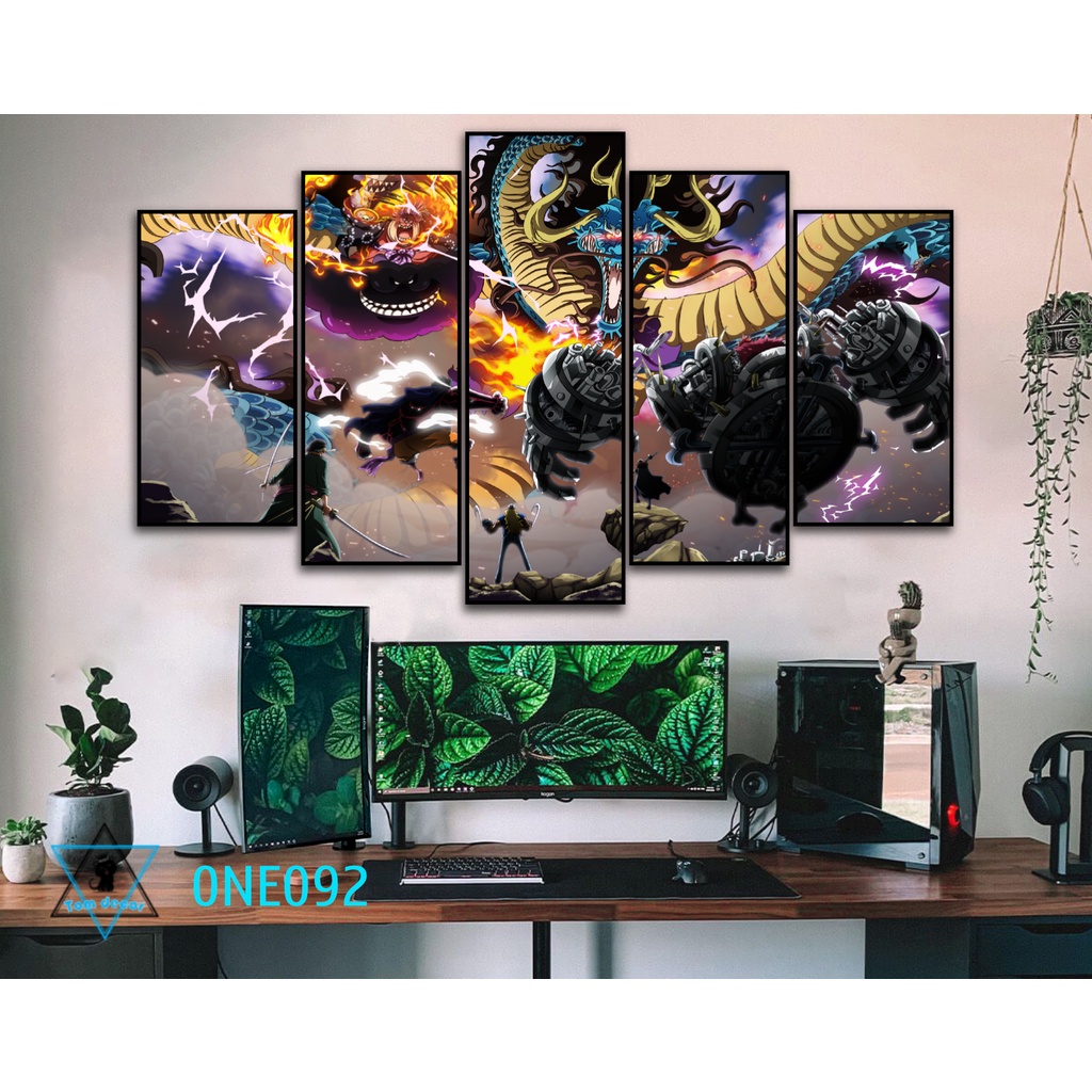 Bộ 5 tranh canvas zoro,luffy,one piece có khung size lớn treo tường