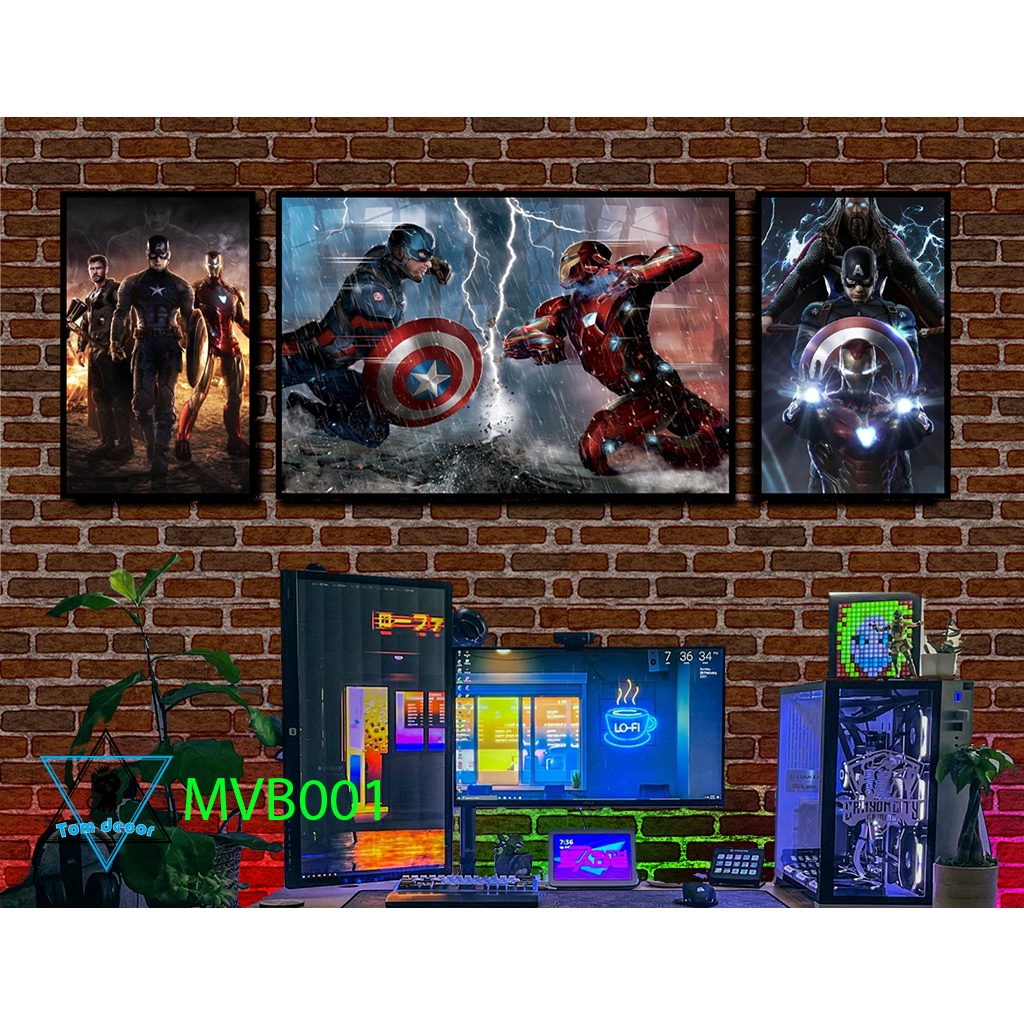 Bộ 3 tranh marvel nhựa formex dán tường dày 5mm siêu đẹp - tranh dán tường