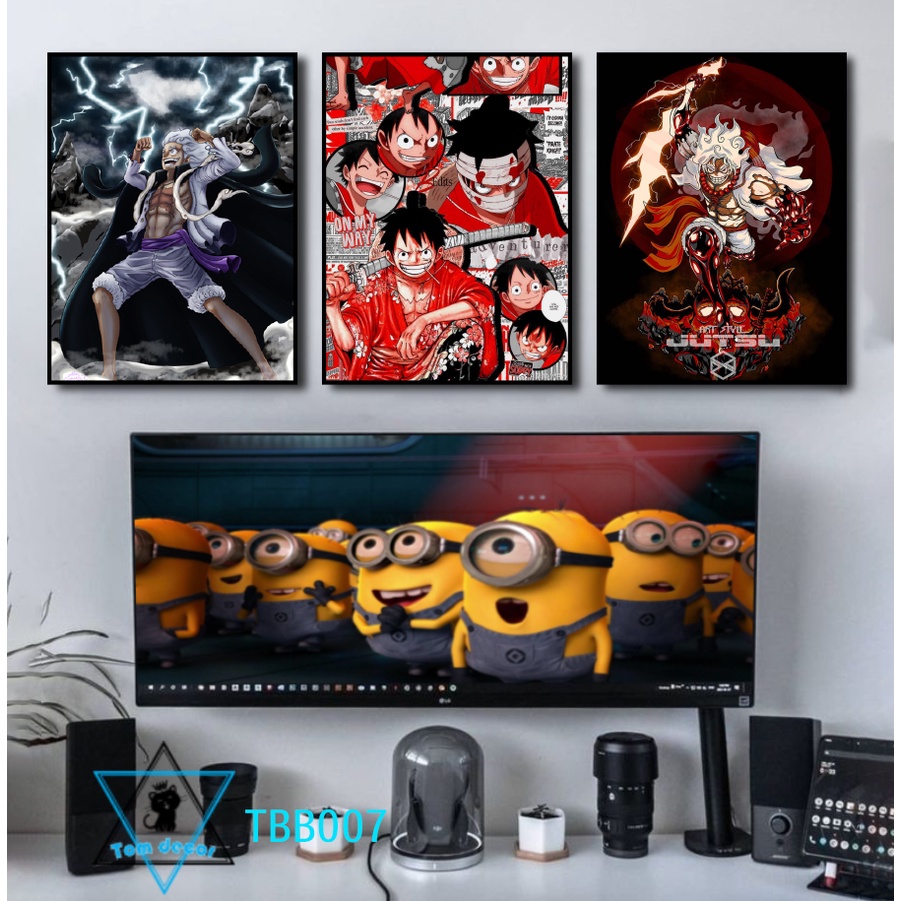 Bộ 3 tranh canvas onepiece có khung treo tường siêu đẹp siêu ngầu - tranh luffy-zoro-law- tranh onepiece
