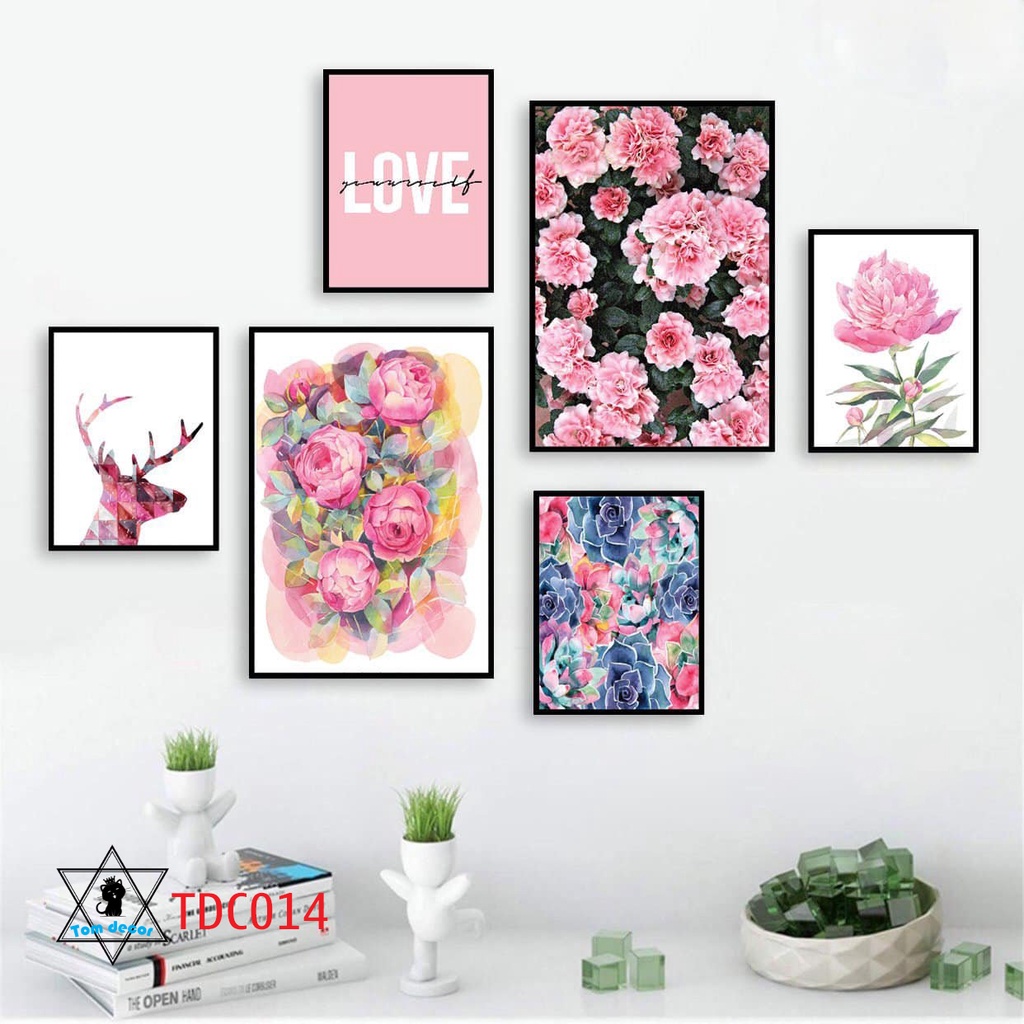 Combo 1 bộ 6 tranh decor canvas khung composite treo tường kích thước lớn