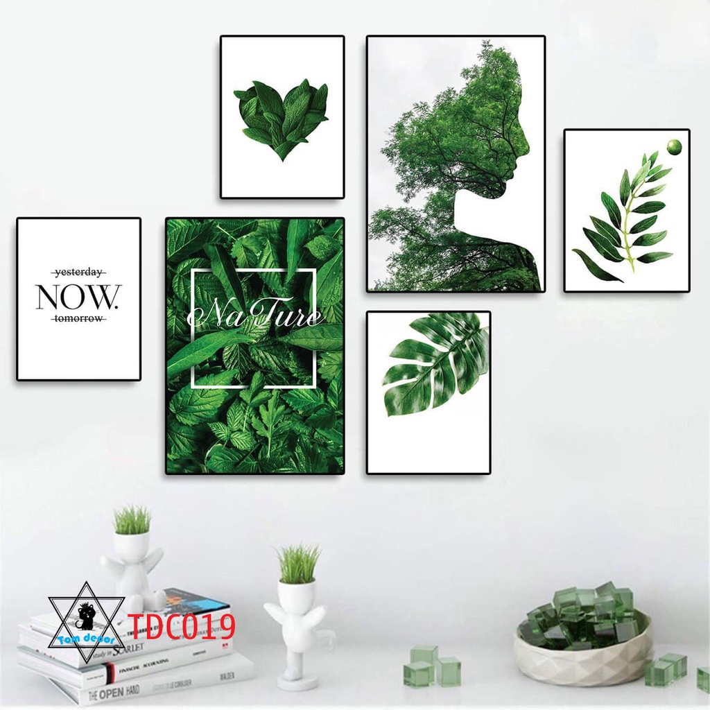 Combo 1 bộ 6 tranh decor canvas khung composite treo tường kích thước lớn