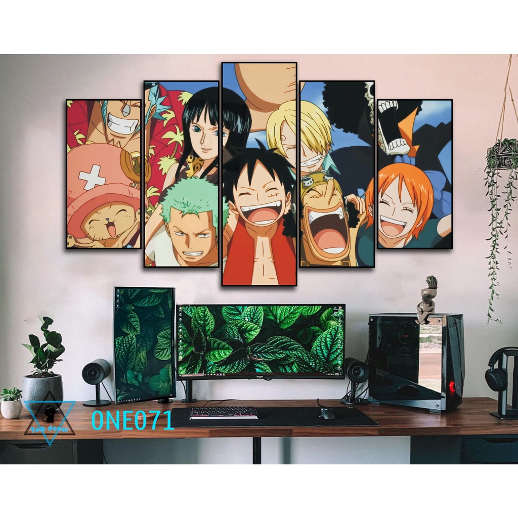 Tranh canvas khung composite bộ 5 bức onepiece - zoro - lufy -law-kaido - tặng kèm đinh 3 chân treo tranh