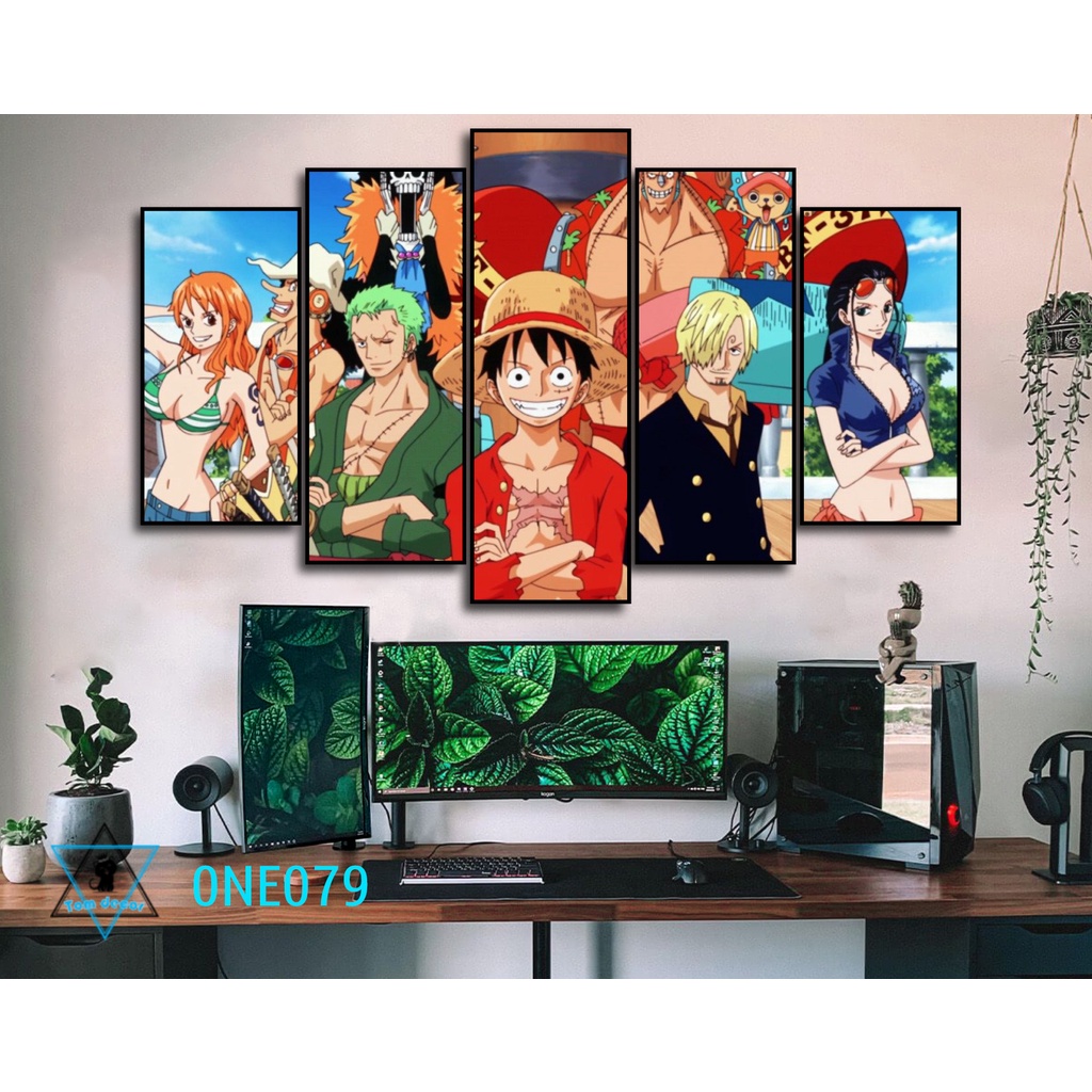 Bộ 5 tranh canvas zoro,luffy,one piece có khung size lớn treo tường