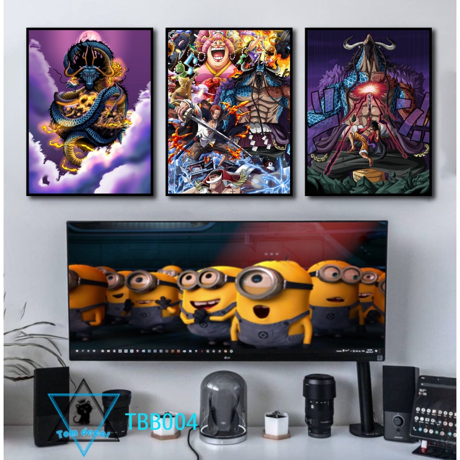 Bộ 3 tranh canvas onepiece có khung treo tường siêu đẹp siêu ngầu - tranh luffy-zoro-law- tranh onepiece