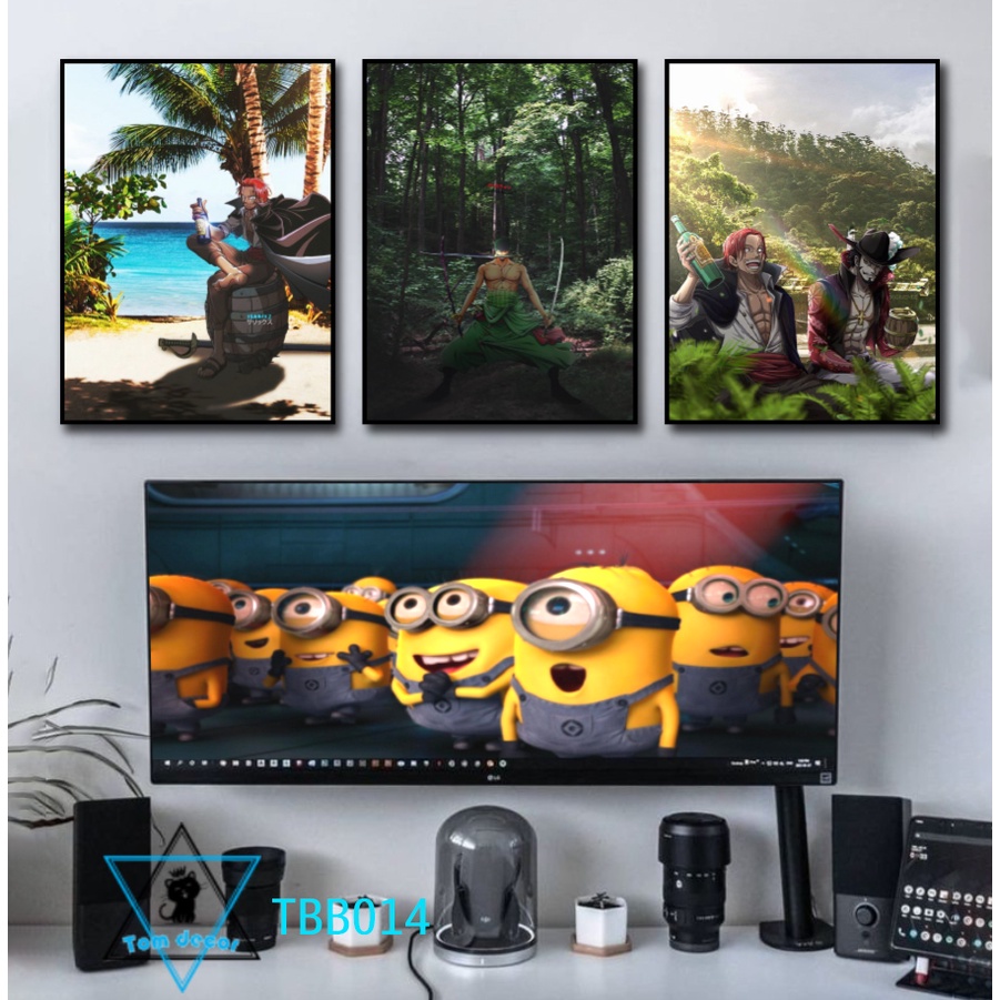 Bộ 3 tranh canvas onepiece có khung treo tường siêu đẹp siêu ngầu - tranh luffy-zoro-law- tranh onepiece