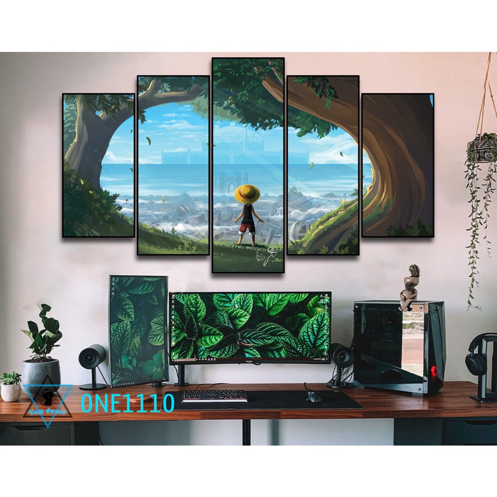 Bộ 5 tranh nhựa dán tường formex dày 5mm dài 130x80cm dán tường one piece -ZORO-LUFFY- KAIDO-LAW