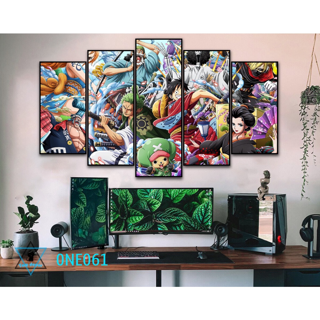 Bộ 5 tranh nhựa dán tường formex dày 5mm dài 130x80cm dán tường one piece -ZORO-LUFFY- KAIDO-LAW