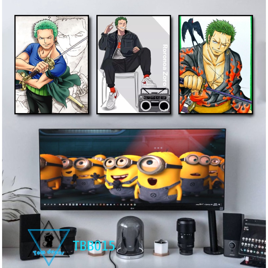Bộ 3 tranh nhựa cứng formex dày 5mm dán tường - tranh onepiece luffy zoro