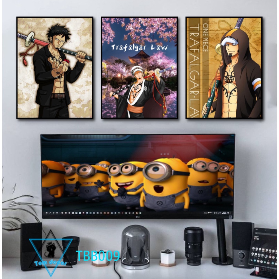 Bộ 3 tranh canvas onepiece có khung treo tường siêu đẹp siêu ngầu - tranh luffy-zoro-law- tranh onepiece