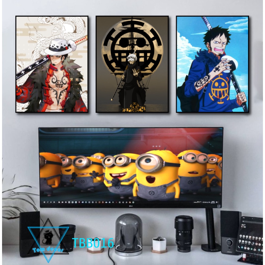 Bộ 3 tranh canvas onepiece có khung treo tường siêu đẹp siêu ngầu - tranh luffy-zoro-law- tranh onepiece