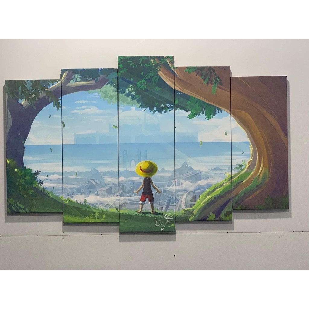 Bộ 5 tranh canvas zoro,luffy,one piece có khung size lớn treo tường
