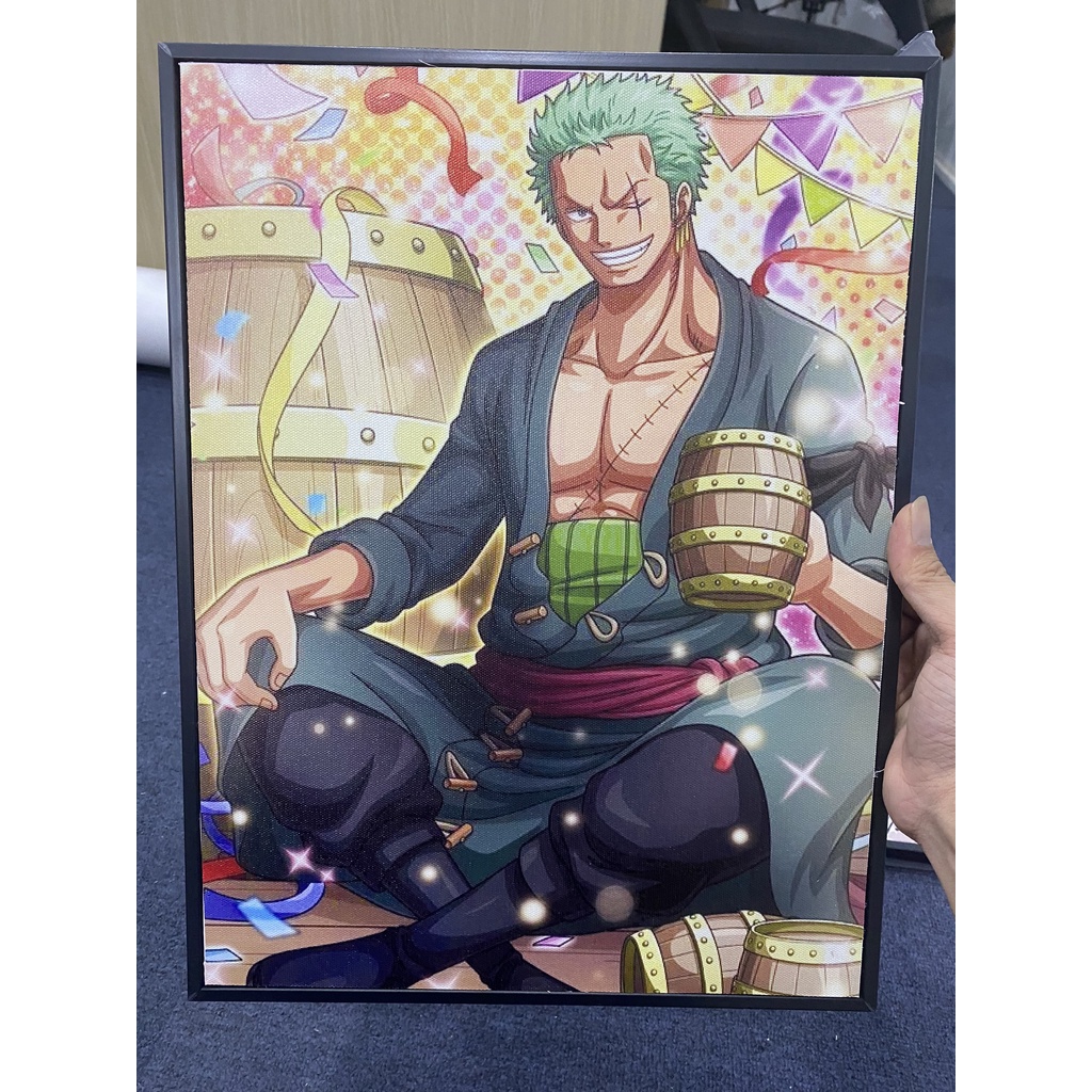 Bộ 3 tranh canvas onepiece có khung treo tường siêu đẹp siêu ngầu - tranh luffy-zoro-law- tranh onepiece
