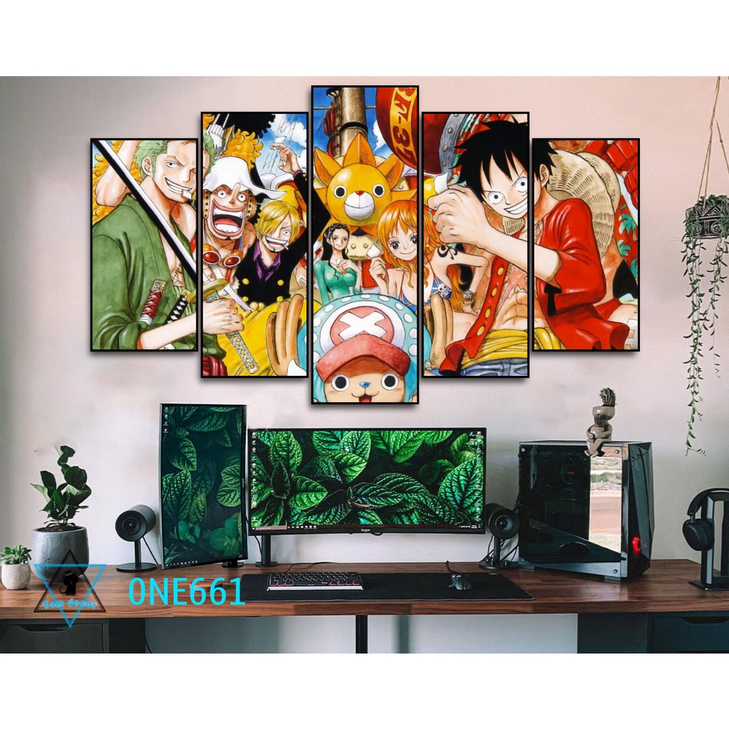 Bộ 5 tranh nhựa dán tường formex dày 5mm dài 130x80cm dán tường one piece -ZORO-LUFFY- KAIDO-LAW
