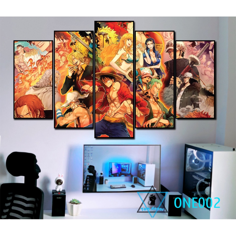 Bộ 5 tranh canvas zoro,luffy,one piece có khung size lớn treo tường