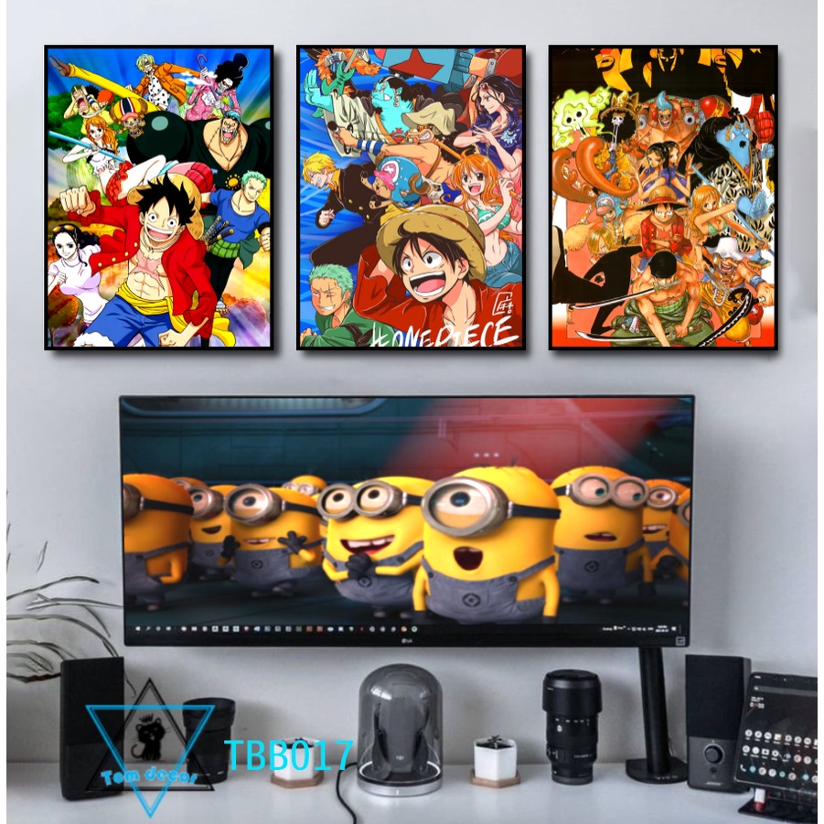 Bộ 3 tranh canvas onepiece có khung treo tường siêu đẹp siêu ngầu - tranh luffy-zoro-law- tranh onepiece