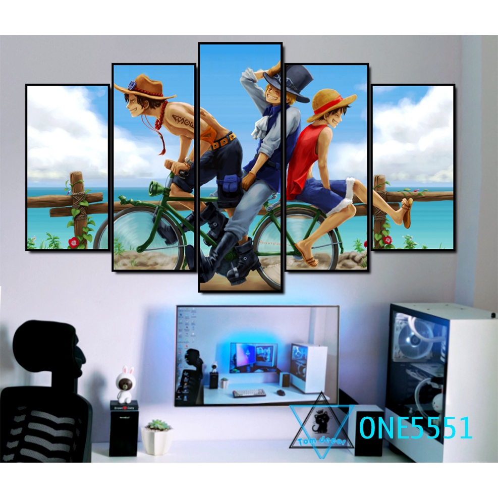 Bộ 5 tranh canvas zoro,luffy,one piece có khung size lớn treo tường