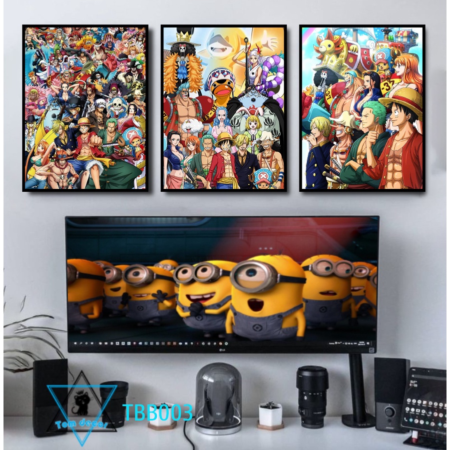 Bộ 3 tranh canvas onepiece có khung treo tường siêu đẹp siêu ngầu - tranh luffy-zoro-law- tranh onepiece