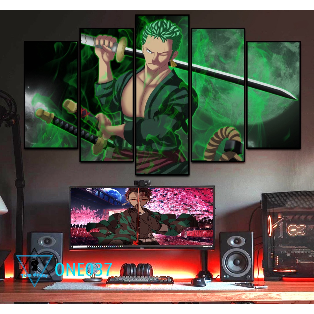 Bộ 5 tranh nhựa dán tường formex dày 5mm dài 130x80cm dán tường one piece -ZORO-LUFFY- KAIDO-LAW
